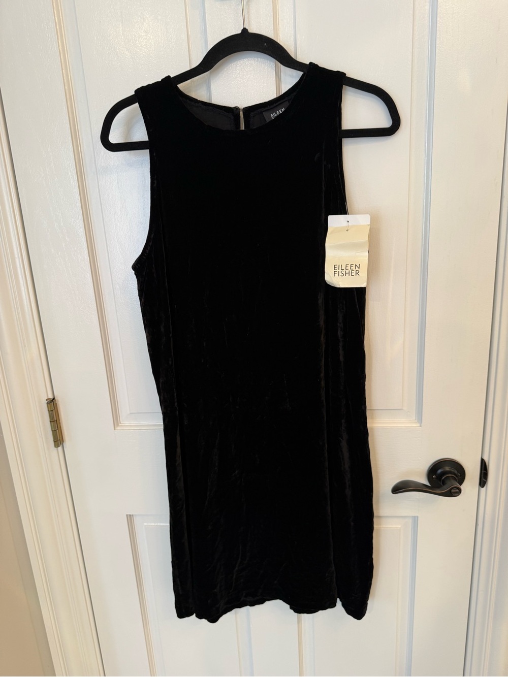 Eileen Fisher Black Velvet Silk and Rayon Sleeveless Dress